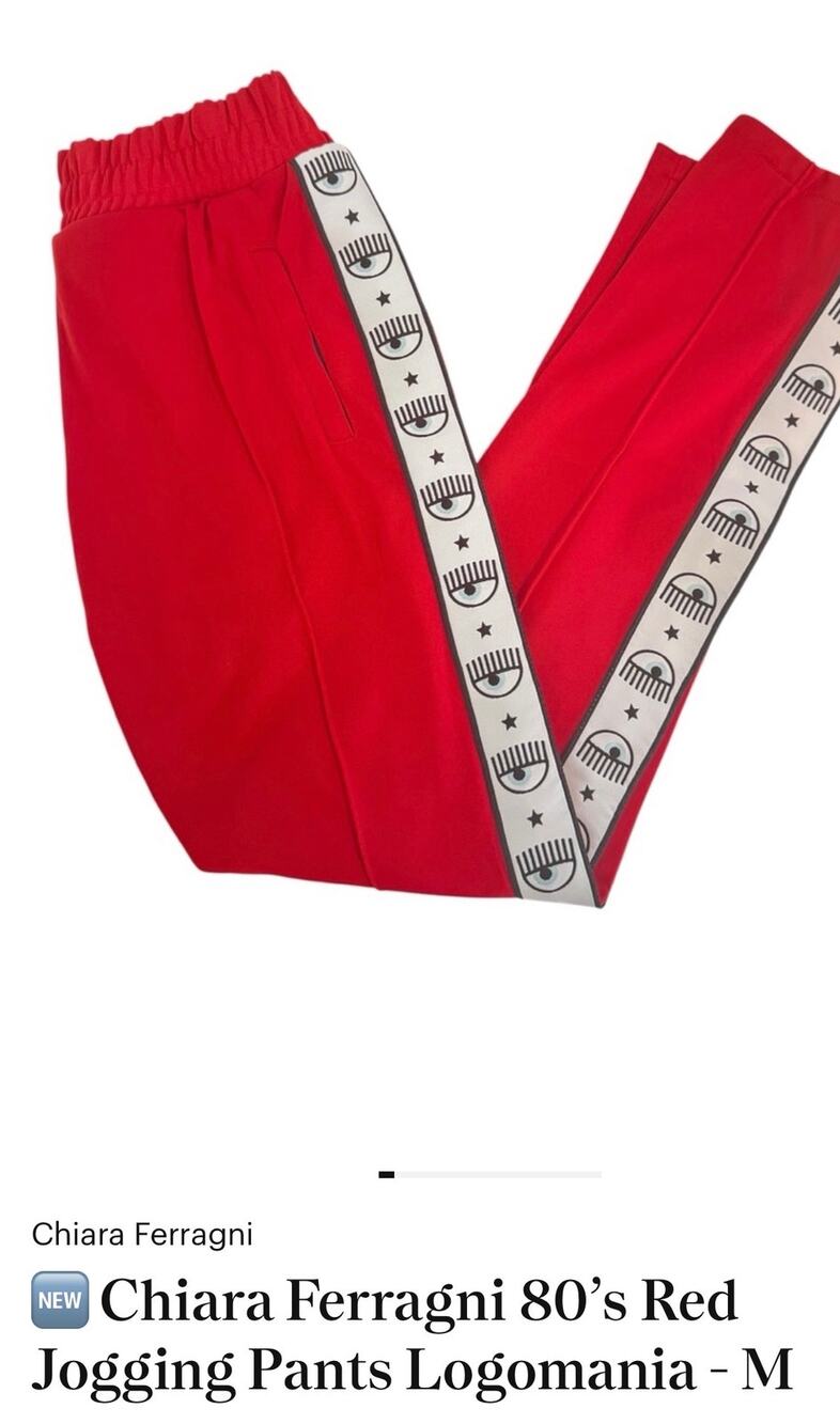 NWT CHIARA Ferragni 80”s Red Jogging Pants Logomania-Medium